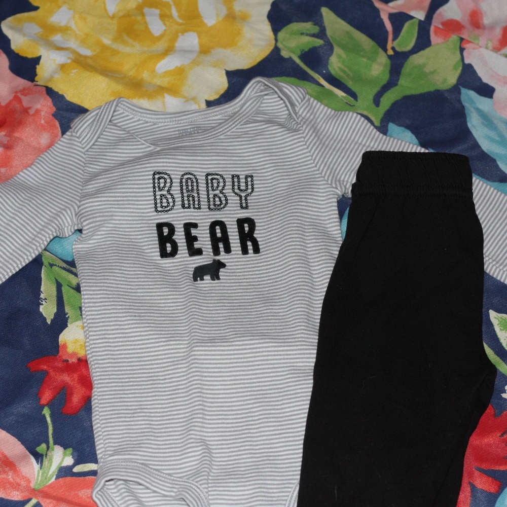 Infant Baby Bear Onesie Set 12M Black White